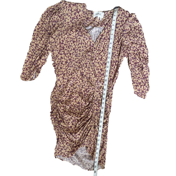 BA&SH Bash Crystal Ruched Floral Print Crepe Mini Dress Size M - Picture 11 of 16